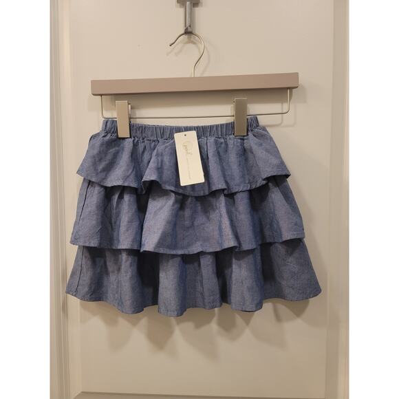 Peek Girls Chambray Tiered Ruffle Skirt - Picture 3 of 6